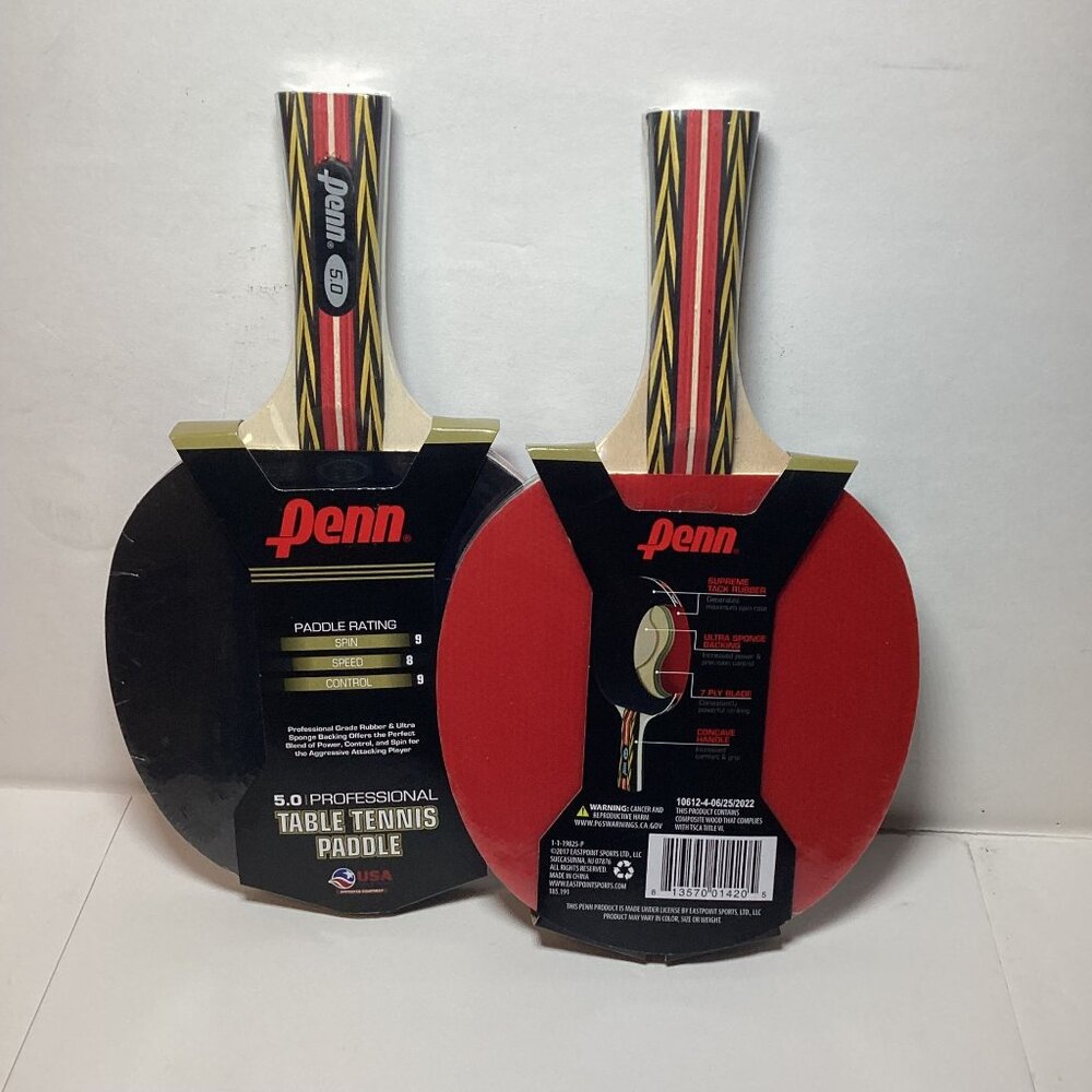 Penn 5.0 Pro Table Tennis Paddles Lot of 2 Brand New Sealed Packing With Tags